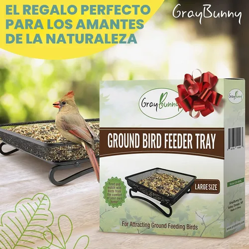 Miniatura 7 de Bandeja alimentadora de pájaros terrestres para exteriores (metal) – Bandeja de malla resistente a la intemperie para aves silvestres, ardillas