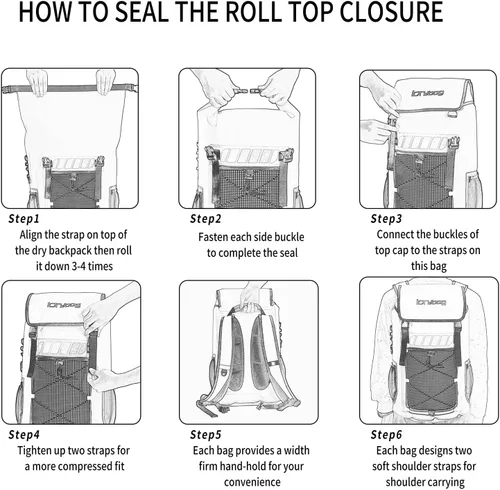 Miniatura 5 de Mochila impermeable Idrybag para hombres 25L/45L, bolsas secas para kayak, mochila seca para camping y senderismo Amarillo