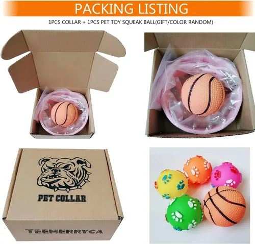 Miniatura 4 de TEEMERRYCA - Collares ajustables de piel sintética con tachuelas para perros, con pelota chillona de regalo, para mascotas pequeñas, medianas