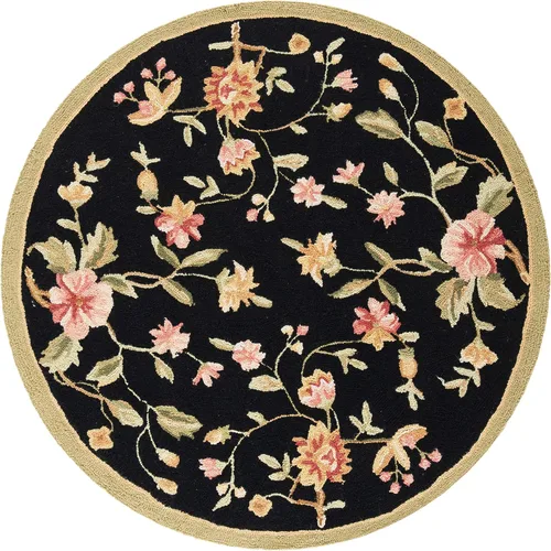 Miniatura 25 de SAFAVIEH Chelsea Collection - Alfombra decorativa de 1 pies 8 pulgadas x 2 pies 6 pulgadas, color negro, lana de campo francesa enganchada a mano