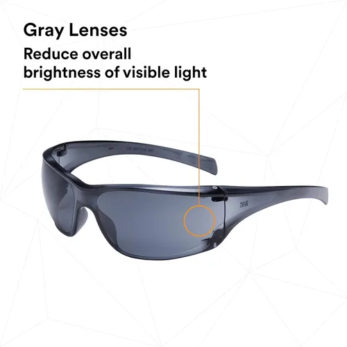 Miniatura 8 de 3M Anteojos de seguridad, Virtua AP, 1 par, ANSI Z87, antiniebla, revestimiento antiarañazos, lente gris, montura gris, protectores laterales
