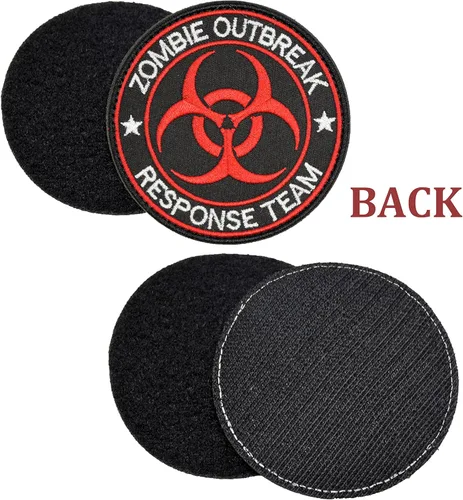 Miniatura 2 de U-LIAN Zombie Outbreak Response Team Biohazard Morale - Parche táctico bordado con gancho y bucle (negro+rojo)