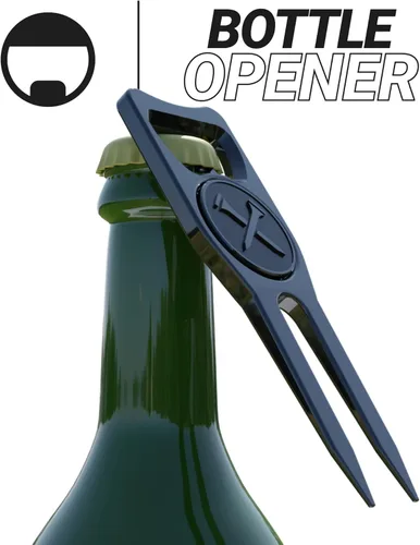 Miniatura 6 de Blue Tees Golf Herramienta Divot 6 en 1 y marcador de bola premium - Abrebotellas - Club Tee - Limpiador de ranuras - Alineación de putting