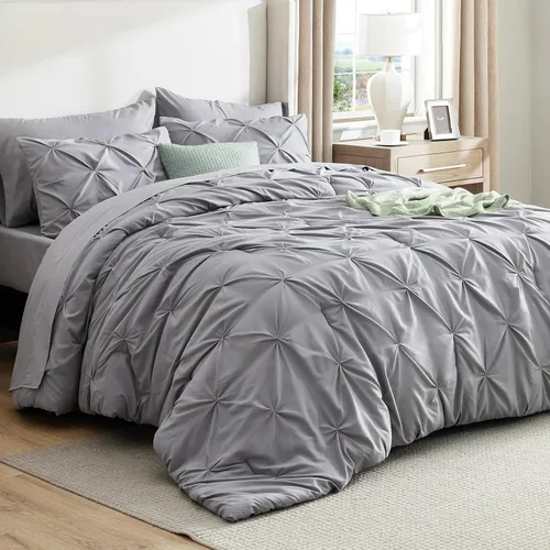 Miniatura 75 de Bedsure - Juego de edredón tamaño matrimonial verde azulado - Juego de ropa de cama tamaño matrimonial en una bolsa de 7 piezas, juego de cama 14