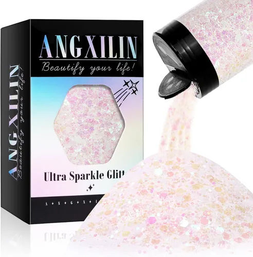 Miniatura 6 de Purpurina artesanal mixta holográfica gruesa y fina, 190g/6.7oz a granel, lentejuelas láser para arte de uñas, cara y cuerpo, para hacer joyas