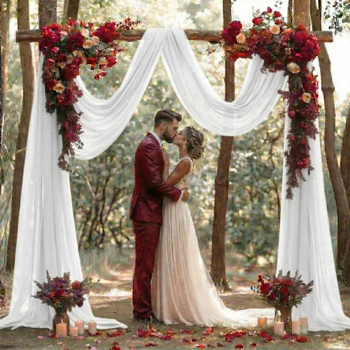 Miniatura 7 de MDS Paquete de 2 paneles de cortina para arco de boda (30 pulgadas de ancho x 20 pies de largo) tela de gasa transparente para boda, ceremonia