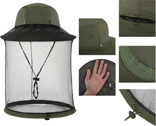 Miniatura 4 de Yoption Head Net Hat, Sun Hat Bucket Hat with Hidden Net Mesh for Men Women Outdoors Beekeeping Fishing Hiking Caqui
