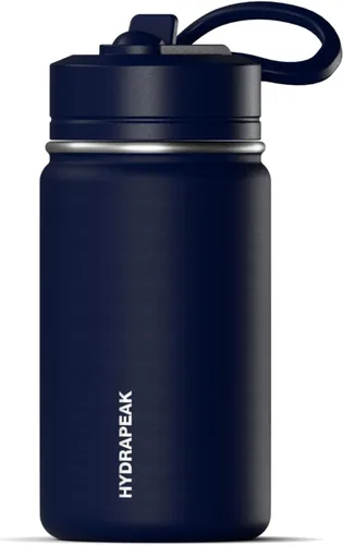 Miniatura 19 de Hydrapeak Mini botella de agua de 14 onzas con tapa con popote, botella de agua aislada de doble pared de acero inoxidable Botella de agua a Negro