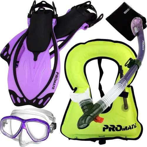 Miniatura 2 de Promate Chaleco de buceo Máscara de purga Aletas de snorkel seco Juego de bolsa de malla