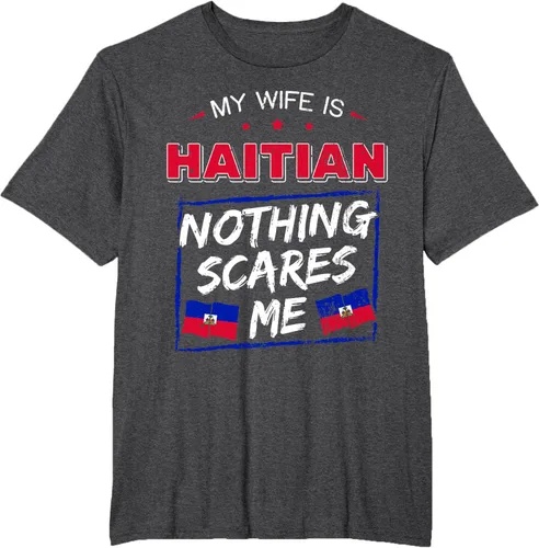 Miniatura 61 de My Wife Is Haitian Republic of Haiti Heritage Roots - Camiseta con bandera, Negro, S
