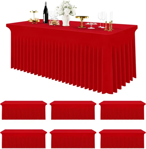 Miniatura 15 de Smiry Mantel de Spandex Paquete de 6, Mantel Elástico Ajustable Extensible para Mesas Rectangulares de 4 Pies, Cubierta de Mesa Impermeable Lavable