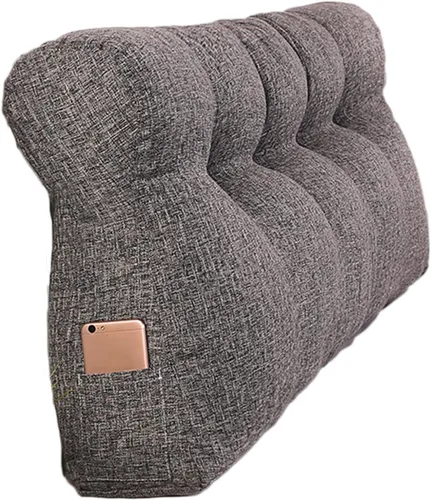 Miniatura 10 de Cojín triangular grande para cabecero de lectura, almohada para reposo en cama, respaldo triangular, respaldo de forro polar, soporte de Café