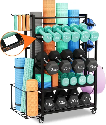 Estante para Mancuernas de 600 LBS Soporte de Peso - Bonvork Estante de Peso Ajustable para Mancuernas, Estante de Almacenamiento de Gimnasio en