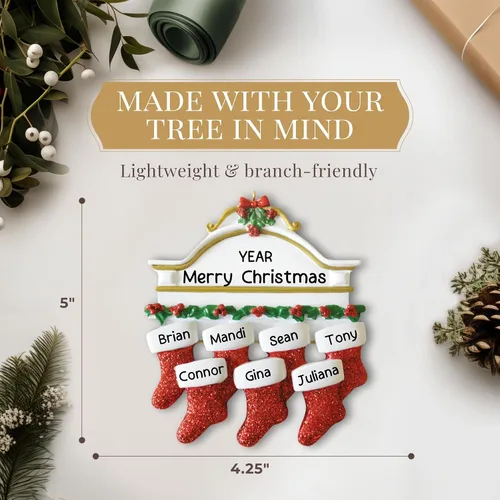 Miniatura 4 de Adorno personalizado para familia de 7 2026 Personalizado las 24 horas, adornos de Navidad grabados con láser para árbol Regalo de recuerdo