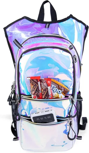 Miniatura 9 de Mochila de hidratación con luces frías, bolsa de agua de 2 L, bolsa ligera para correr, senderismo, bicicleta, escalada, festival de música esencial