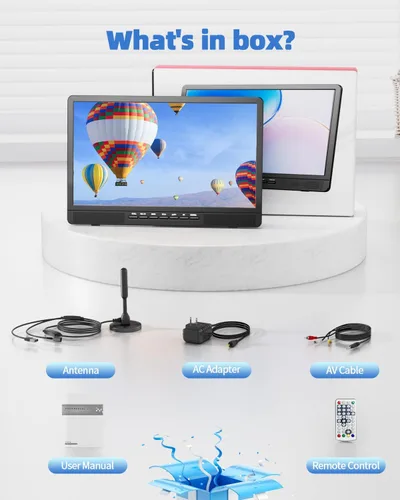 Miniatura 9 de Desobry Televisor portátil de 18.2 pulgadas con antena, TV LED 1080P con entrada HDMI/entrada de V/puerto USB, TV pequeña para cocina, campamento