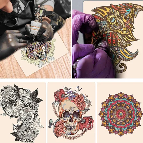 Miniatura 5 de Piel de práctica de tatuaje en blanco – Romlon 5 piezas de tatuaje de práctica de piel de 8 x 6 pulgadas, piel de tatuaje de doble cara Microblading