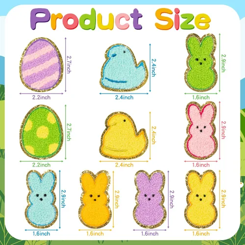 Miniatura 2 de X1zuue 10Pcs Parches para planchar de Pascua, parches de conejito Peeps de chenilla para rodillas, parches de conejo, pollito, huevo de Pascua