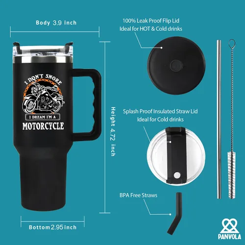 Miniatura 4 de Panvola No ronco, sueño que soy una moto Taza de acero inoxidable para motociclistas, regalo para papá, esposo, novio, tío, taza de viaje