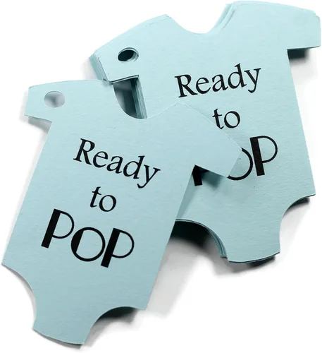 Etiquetas de baby shower listas para estallar en forma de una pieza (juego de 15) (azul)