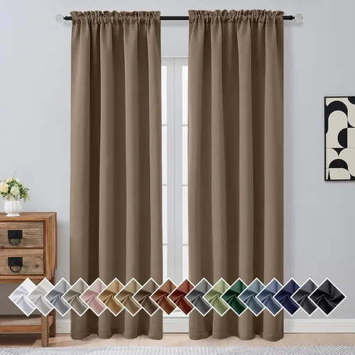 Miniatura 198 de OVZME Cortinas opacas turquesa para tratamiento de ventanas pequeñas, cortinas cortas con bloqueo de luz para ventana de cocina sobre el fregadero
