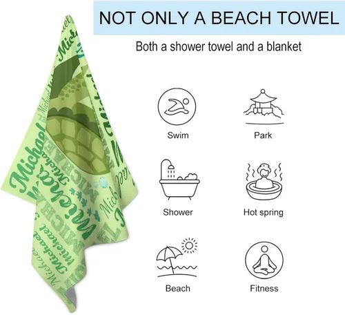 Miniatura 2 de Toallas de playa personalizadas para niños y adultos, regalos personalizados con nombre, toalla de playa de microfibra de gran tamaño de secado