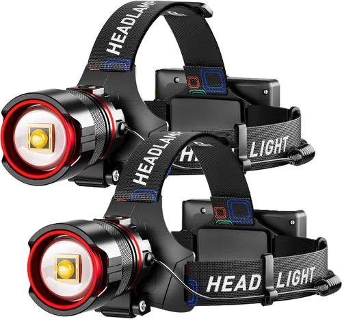 Linterna frontal recargable 99000 lúmenes altos, lámpara LED súper brillante con sensor de movimiento, 12 modos, IPX7 impermeable, ajustable a 125°,