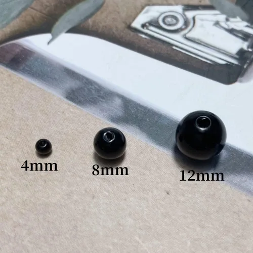 Miniatura 3 de 400 piezas de cuentas de perlas de 8 mm Cuentas de perlas negras redondas con agujeros para manualidades de costura, decoración, pulseras, collares