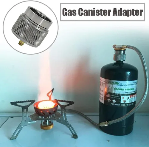 Miniatura 7 de Adaptador de butano a propano Adaptador de estufa de camping Conector de estufa de senderismo al aire libre para bote de combustible de isobutano