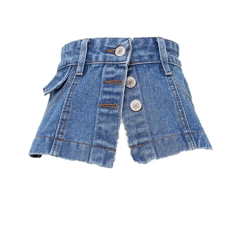Cinturones de cintura ancha de mezclilla para mujer, corsé vintage, cintura con botones para vestidos, azul, talla M