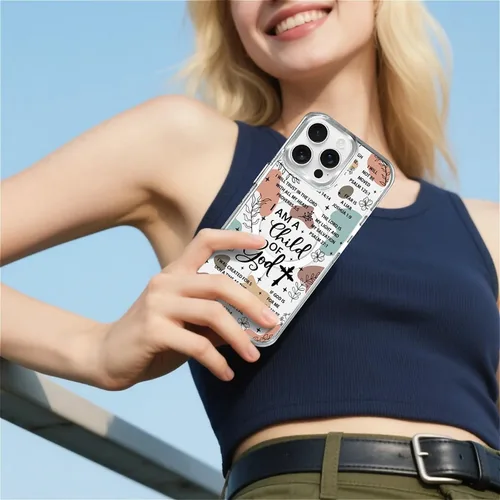 Miniatura 6 de Funda para iPhone 13/14 [compatible con Magsafe], funda magnética transparente de silicona a prueba de golpes con patrón de versículos de la Biblia