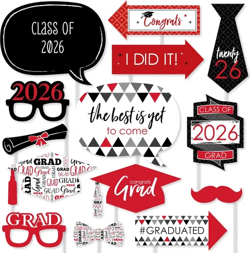 Miniatura 9 de Big Dot of Happiness Accesorios de graduación en blanco y negro para sesión de fotos 2026, juego de 20 unidades de accesorios de cabina de fotos