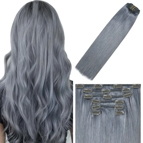 Miniatura 36 de WindTouch - Extensiones de cabello humano Remy con pinzas, color rubio decolorado combinado con balayage, para cabello rubio, 2.47 onzas, N.°