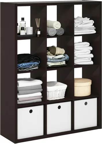 Miniatura 57 de Furinno Organizador de Almacenamiento en Cubos Decorativos con Respaldo Abierto, 4 Cubos, Gris Claro