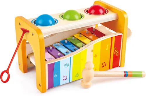 Banco para tocar música con xilófono de Hape, talla única , Amarillo