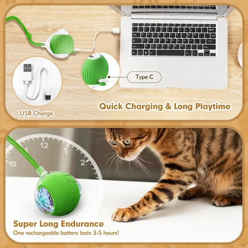 Miniatura 3 de Pelota interactiva para gatos de interior, bola para mascotas, juguete automático mejorado 2025 para gatos adultos aburridos de interiores, juguete
