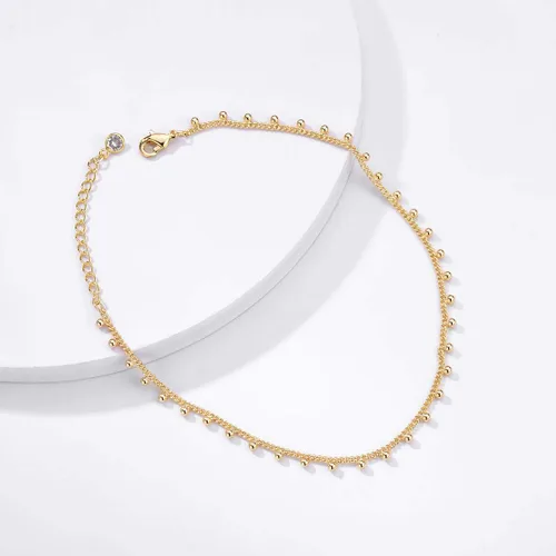 Miniatura 4 de LOYATA - Tobillera delicada bañada en oro de 14 quilates para mujeres, con pequeña cruz de circonia cúbica blanca y borlas bonita joyería