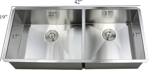 Miniatura 4 de Fregadero de cocina contemporáneo de acero inoxidable de calibre 16, duradero, con doble tazón, con colador de cesta extraíble (42 pulgadas, 60/40)