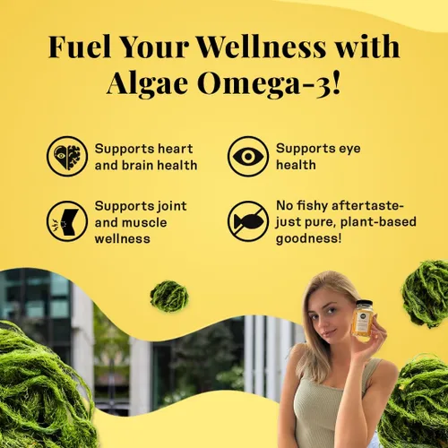Miniatura 6 de Earth & Elle Suplemento de algas Omega 3 - Omega 3 vegano - Suplemento vegano Omega 3 con aceite de algas y DHA vegano - Ayuda a apoyar la salud
