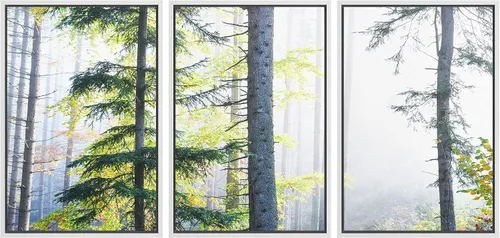 Miniatura 37 de NWT Lienzo enmarcado para pared, juego de arte en acuarela pastel, bosque de montaña oscura, naturaleza silvestre, ilustraciones de arte moderno
