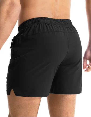 Miniatura 4 de Aolesy Pantalones cortos de gimnasio para hombre, de secado rápido, de 5 pulgadas, con bolsillos con cremallera, pantalones cortos deportivos