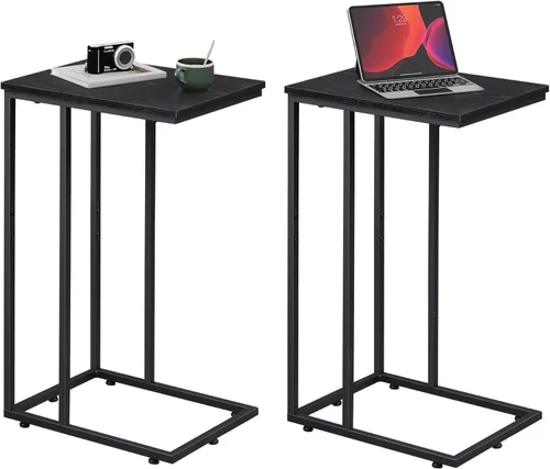 Miniatura 9 de WLIVE Mesa auxiliar negra, mesa auxiliar en forma de C para dormitorio, oficina en casa, dormitorio, mesa de sofá de sala de estar, mesa de bandeja