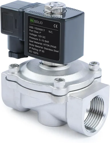 Miniatura 13 de U.S. Solid Válvula solenoide de latón de 1/2" - 12V DC, normalmente cerrada, válvula eléctrica de 10 bar para agua, aire, diésel