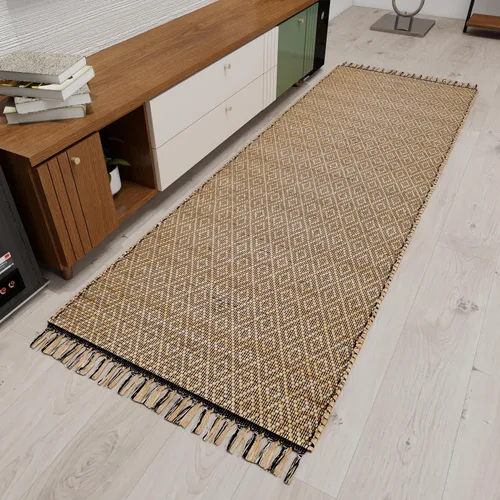 Miniatura 7 de Eco Crave Alfombra de pasillo de yute de 2,6 x 8 pies – Alfombra de diseño geométrico 100% natural de yute trenzada a mano, alfombra de acento