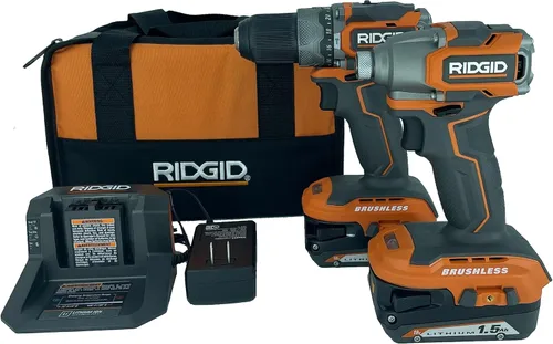 RIDGID 18V sin escobillas subcompacto inalámbrico 1/2 pulgada martillo taladro y destornillador de impacto Combo Kit - R9781