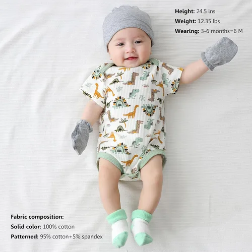Miniatura 33 de Body de manga corta para bebé recién nacido, ropa de algodón de una pieza, 5 unidades, 0-12 meses