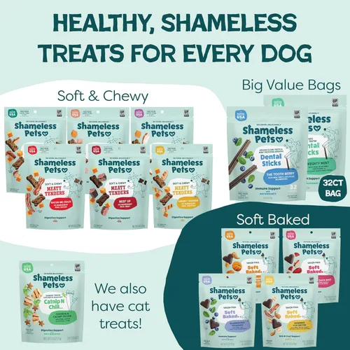 Miniatura 8 de Shameless Pets Golosinas dentales para perros, Carrate Chomp, palitos dentales saludables con soporte para la piel y el pelaje para limpieza