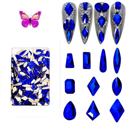 Miniatura 19 de Diamantes de imitación para uñas, 300 piezas de cristales AB, gemas de múltiples formas, diamantes de imitación de parte trasera plana, para arte