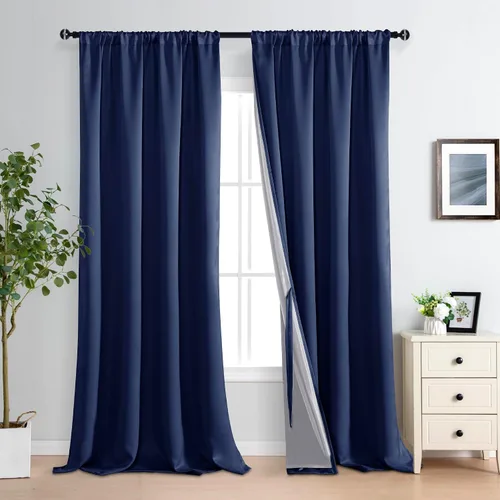 Miniatura 51 de XWZO Cortinas Opacas 100% Blancas - Cortinas de Bloqueo Total de Calor y Luz con Forro Negro para Dormitorio/Cuarto de Lavado, Paneles de Ventana