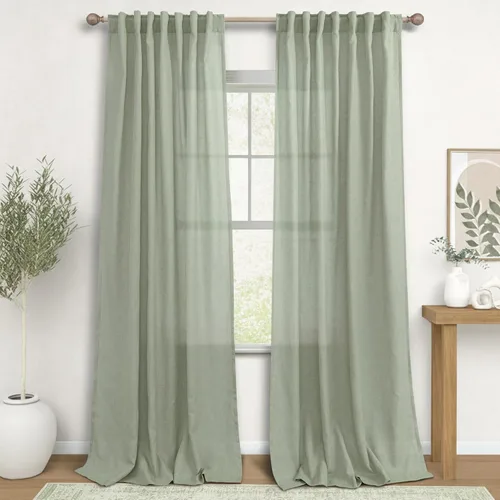 Miniatura 24 de KOUFALL Cortinas transparentes de lino de 90 pulgadas, cortinas para Sala Modernas 2025 De Lino Elegantes, cortinas personalizadas con pestaña